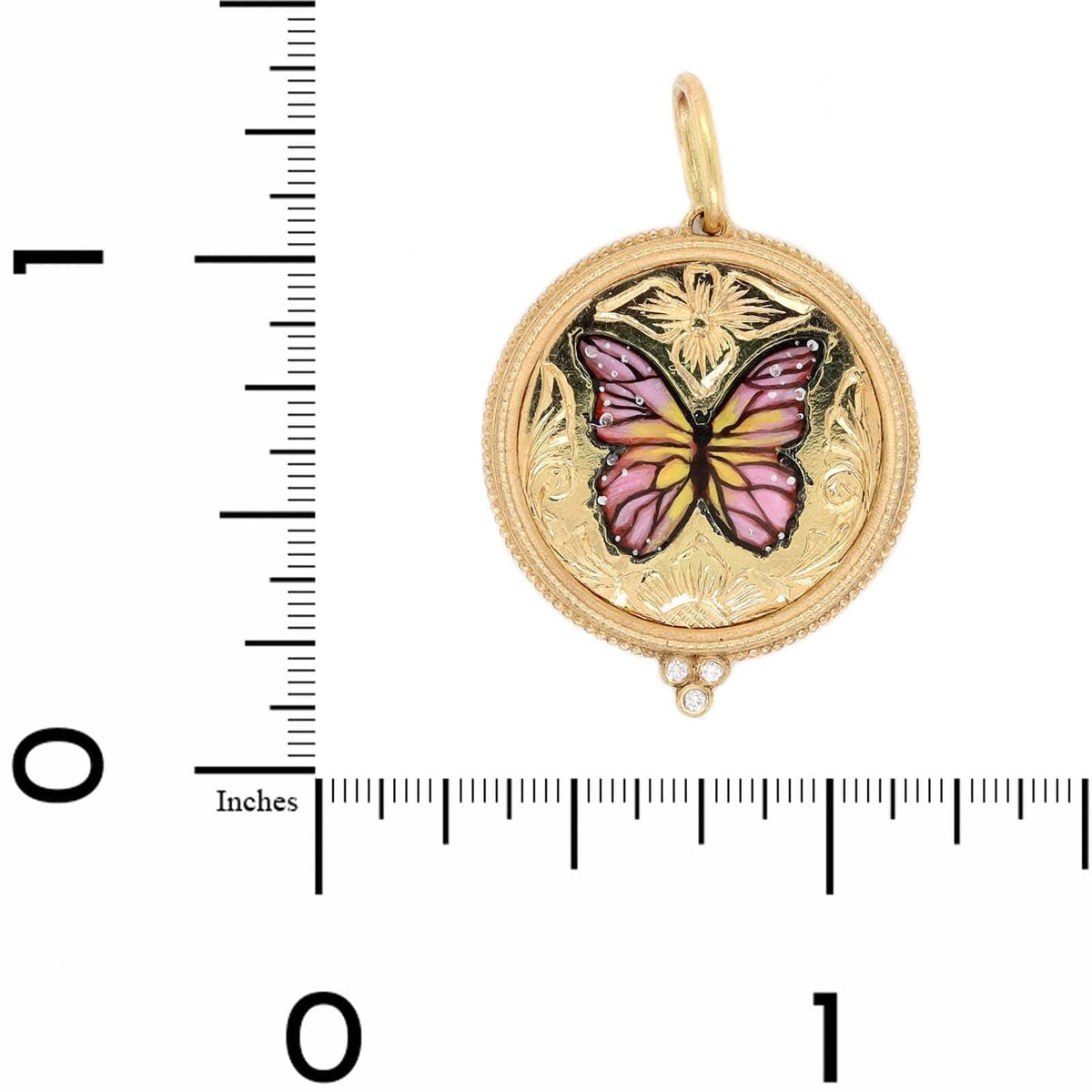 18K Yellow Gold Diamond Small Round Butterfly Charm