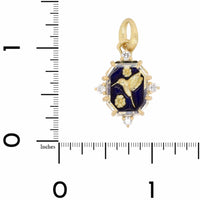 18K Yellow Gold Diamond and Sapphire Hummingbird Charm