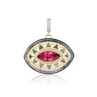Harwell Godfrey 18K Yellow Gold Major Cleopatra Rubellite Eye Pendant