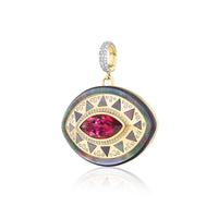 Harwell Godfrey 18K Yellow Gold Major Cleopatra Rubellite Eye Pendant