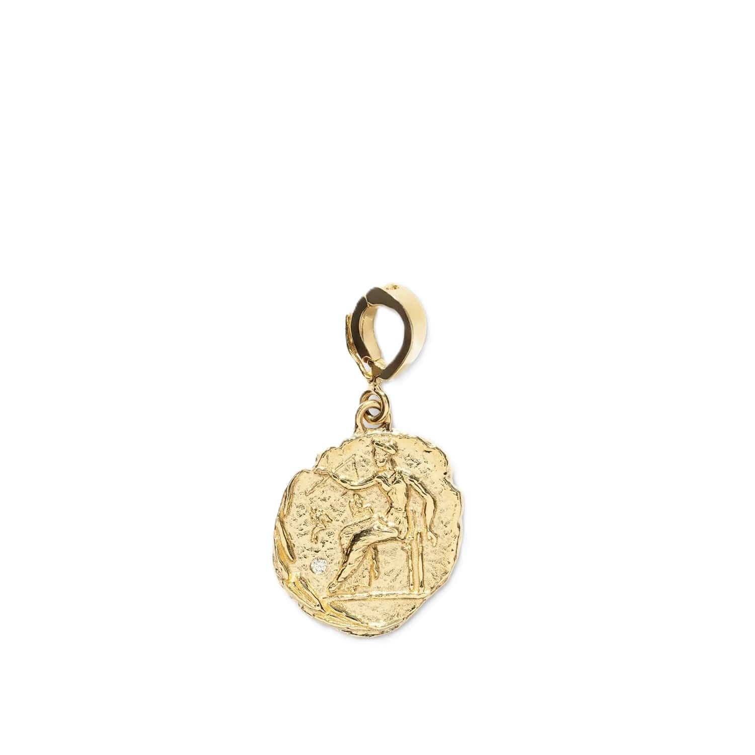 AZLEE 18KYG GODDESS SMALL チャーム Azlee 18K Yellow Gold Small Goddess of Love Diamond Coin Charm