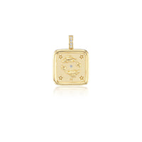 Sorellina 18K Yellow Gold Small Pisces Zodiac Square Diamond Pendant