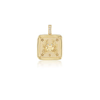 Sorellina 18K Yellow Gold Small Cancer Zodiac Square Diamond Pendant