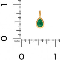 18K Yellow Gold Bezel Set Pear Shaped Emerald Charm