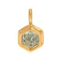 18K Yellow Gold Bezel Set Hexagonal Blue Zircon Charm