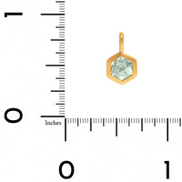 18K Yellow Gold Bezel Set Hexagonal Blue Zircon Charm