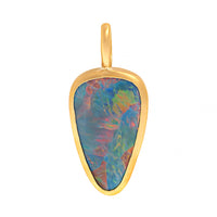 18K Yellow Gold Bezel Set Fancy Shaped Opal Charm