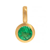 18K Yellow Gold Bezel Set Round Emerald Charm