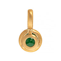 18K Yellow Gold Bezel Set Round Emerald Charm