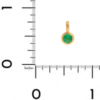 18K Yellow Gold Bezel Set Round Emerald Charm