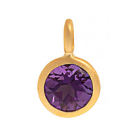 18K Yellow Gold Bezel Set Round Amethyst Charm