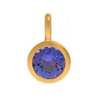 18K Yellow Gold Bezel Set Round Tanzanite Charm