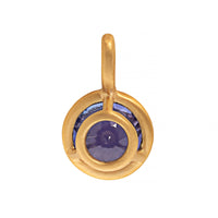 18K Yellow Gold Bezel Set Round Tanzanite Charm