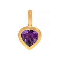 18K Yellow Gold Bezel Set Heart Shaped Amethyst Charm