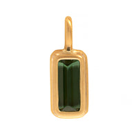 18K Yellow Gold Bezel Set Elongated Emerald Cut Green Tourmaline Charm