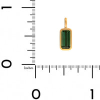 18K Yellow Gold Bezel Set Elongated Emerald Cut Green Tourmaline Charm