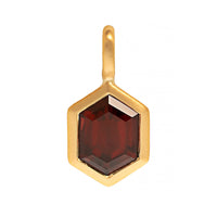 18K Yellow Gold Bezel Set Hexagonal Garnet Charm