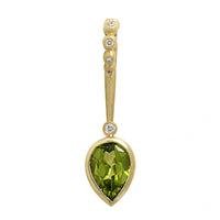 Suzy Landa 18K Yellow Gold Pear Shaped Peridot and Beaded Diamond Lolli Pendant