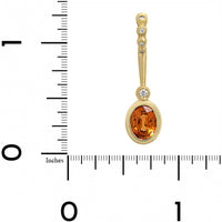 Suzy Landa 18K Yellow Gold Oval Orange Garnet and Beaded Diamond Lolli Pendant