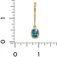 Suzy Landa 18K Yellow Gold Cushion Cut Blue Zircon and Beaded Diamond Lolli Pendant