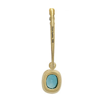Suzy Landa 18K Yellow Gold Cushion Cut Blue Zircon and Beaded Diamond Lolli Pendant