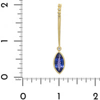 Suzy Landa 18K Yellow Gold Marquise Shaped Tanzanite and Beaded Diamond Lolli Pendant