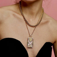 Sorellina 18K Yellow Gold Mixed Gemstone Gli Amanti Tarot Card Pendant