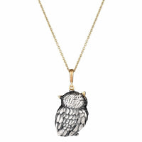 Elva 18K Yellow Gold and Sterling Silver Gufo Owl Tsavorite Garnet Pendant