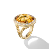 Albion® Oval Ring in 18K Yellow Gold with Citrine and Diamonds, 21mm
