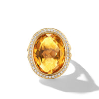 Albion® Oval Ring in 18K Yellow Gold with Citrine and Diamonds, 21mm