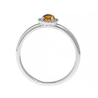 14K White Gold Round Citrine and Diamond Halo Ring