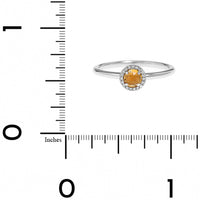 14K White Gold Round Citrine and Diamond Halo Ring