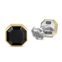 Streamline® Cufflinks Sterling Silver with 14K Yellow Gold and Black Onyx, 15mm