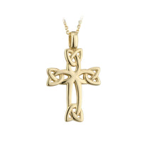 14K Yellow Gold Celtic Cross Pendant Necklace
