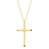 14K Yellow Gold Tube Cross Pendant Necklace