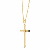 14K Yellow Gold Tube Cross Pendant Necklace
