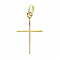 18K Yellow Gold 1" Stick Cross Charm