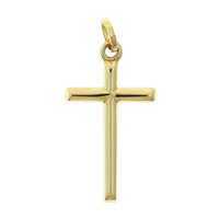 18K Yellow Gold 1" Stick Cross Charm