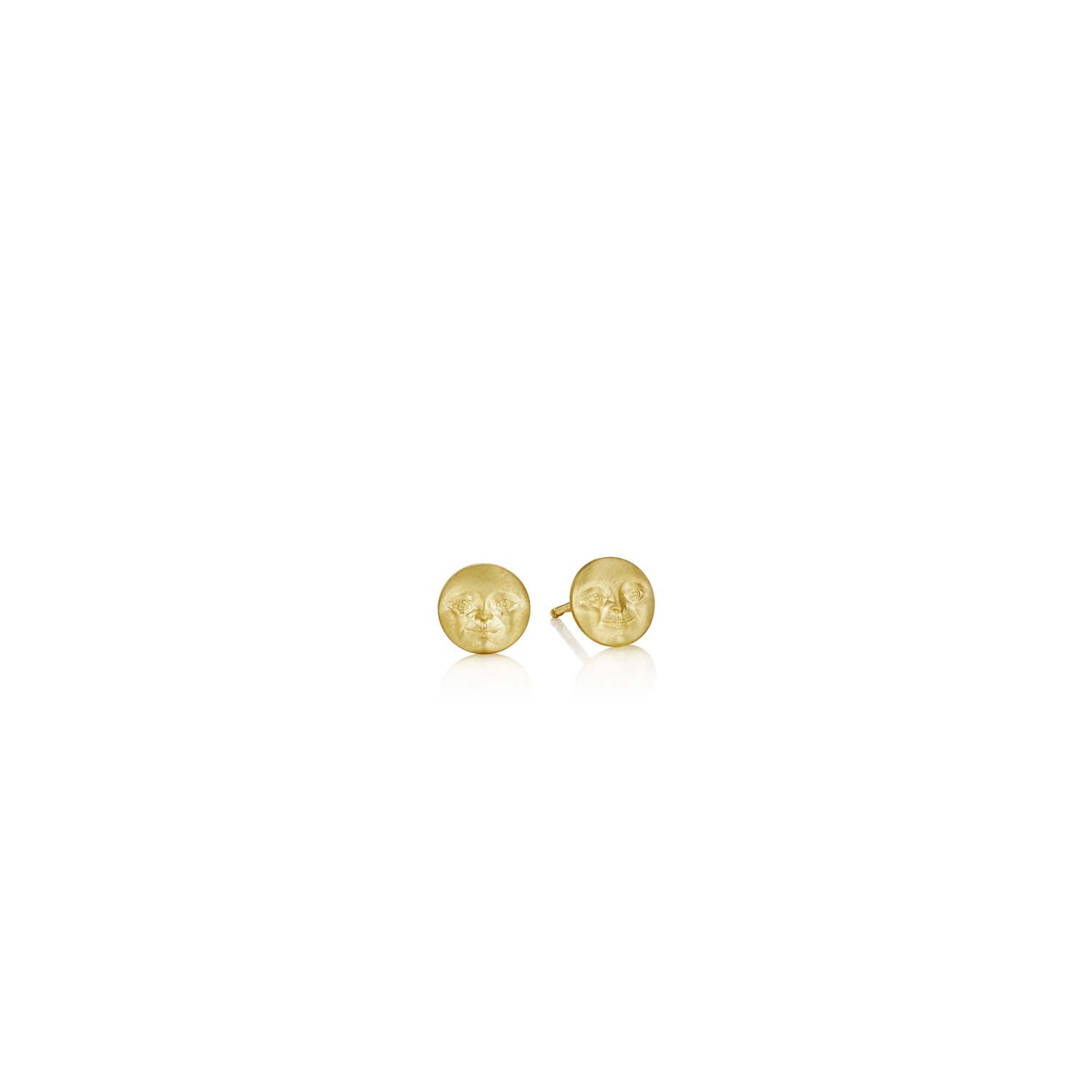 18K Yellow Gold Invisible Moonface Studs