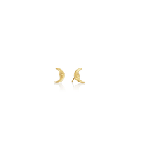 Anthony Lent 18K Yellow Gold Tiny Crescent Moonface Studs