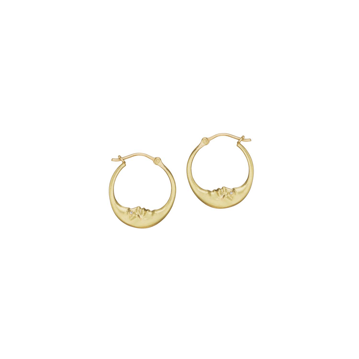 18K Yellow Gold Small Crescent Moon Hoops