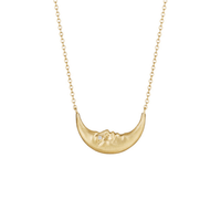 Anthony Lent 18K Yellow Gold Crescent Moonface Necklace