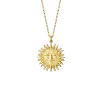 Anthony Lent 18K Yellow Gold Small Sunface Pendant Necklace with Diamond Eyes