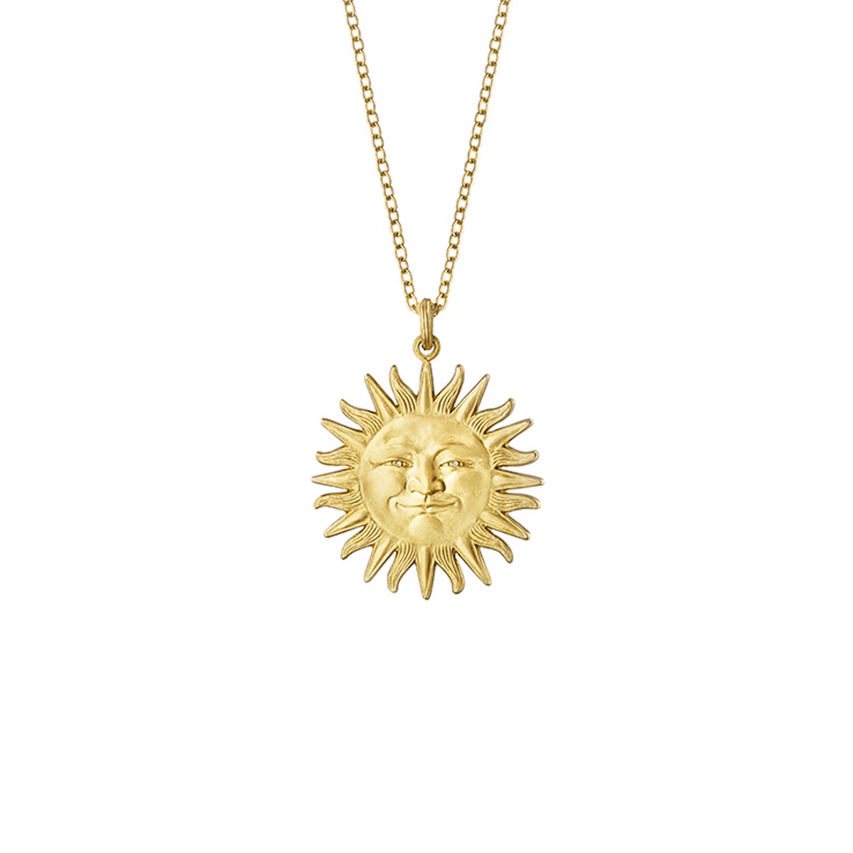 18K Yellow Gold Small Sunface Pendant with Diamond Eyes