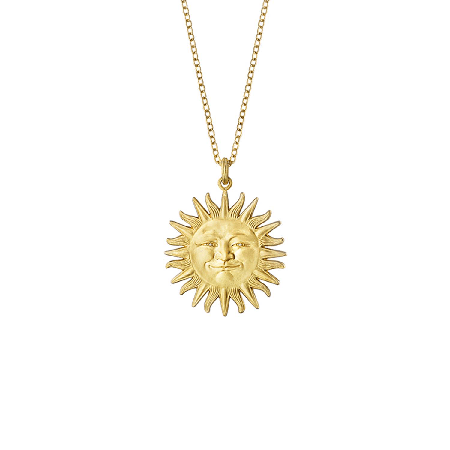 18K Yellow Gold Small Sunface Pendant with Diamond Eyes
