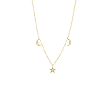 Anthony Lent 18K Yellow Gold Crescent Moon Star Celestial Charm Necklace