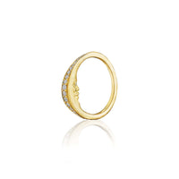 Anthony Lent 18K Yellow Gold Diamond Pavé Crescent Moonface Ring