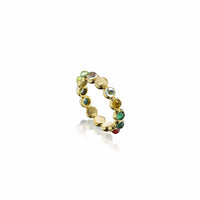 18K Yellow Gold Celestial Cabochon Bead Ring