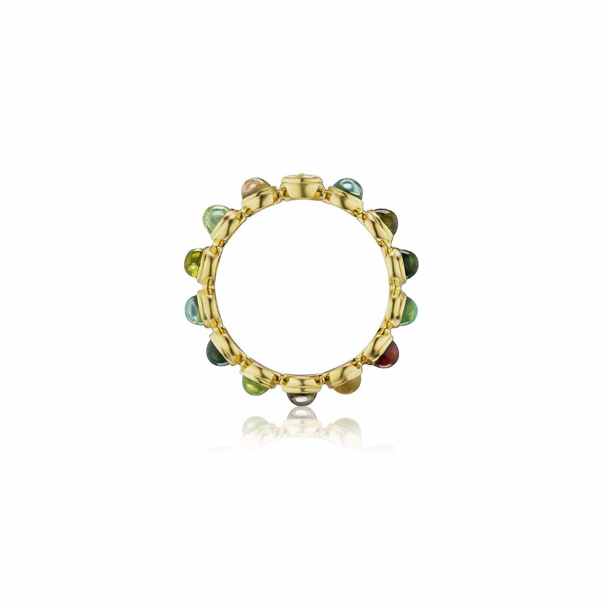 18K Yellow Gold Celestial Cabochon Bead Ring