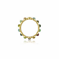 18K Yellow Gold Celestial Cabochon Bead Ring